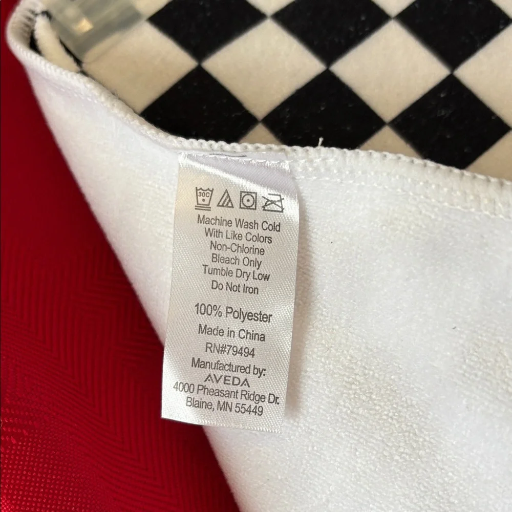 AVEDA Black and White Checkered Towel